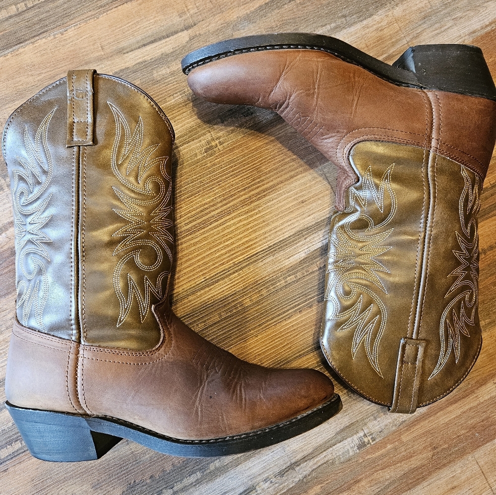 Laredo Paris 4242 Men's Brown Leather Western Cowboy Boots size 9D